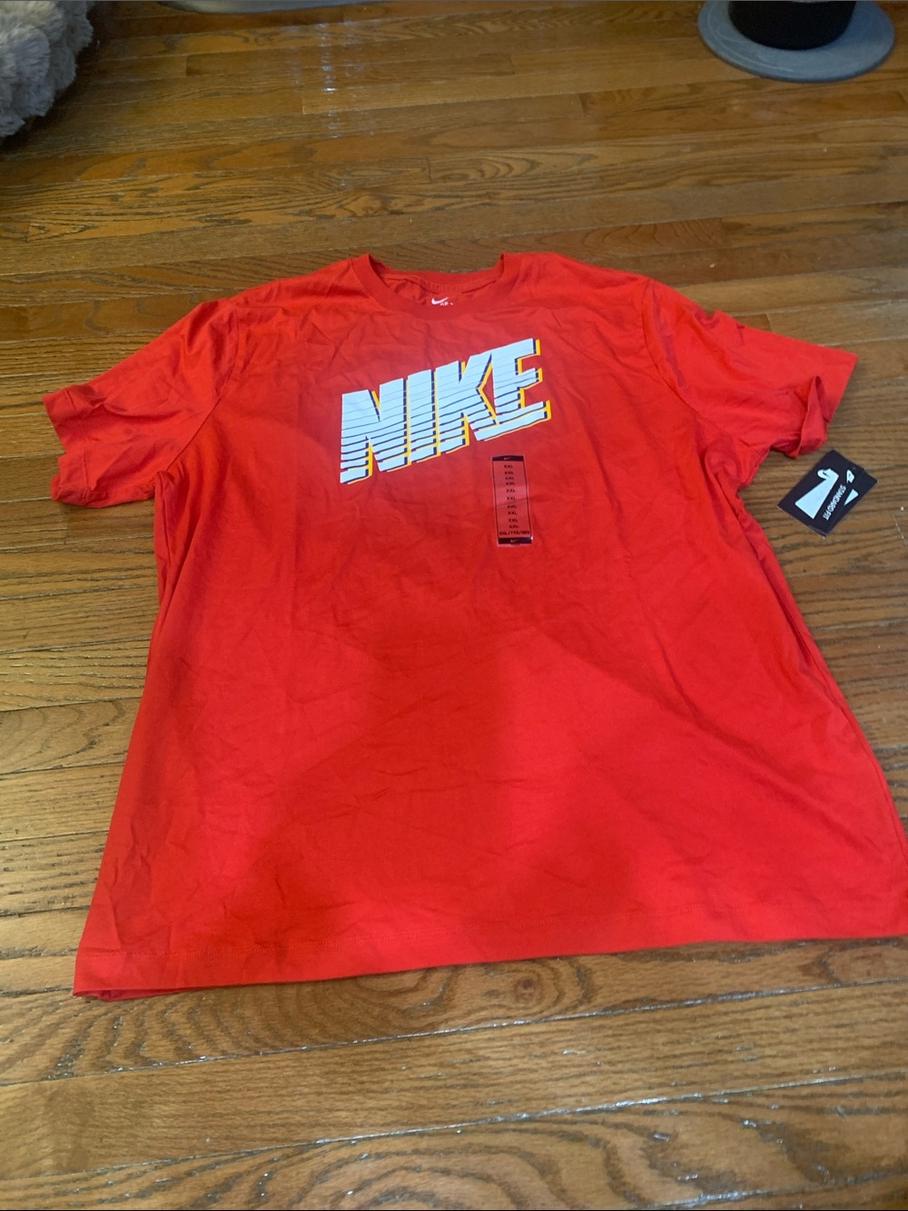Nike Red Short-Sleeve Tee with Bold White Logo